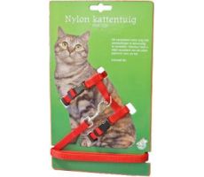 Nylon kattentuig met lijn rood - afbeelding 2