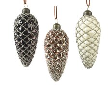 Olijf glas silver inside w shiny-enamel w gold glass beads crosswire, assortie, Ø 6 cm x H 12 cm, ke