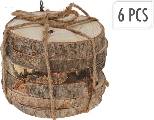 onderzetters hout 11cm, 6 stuks