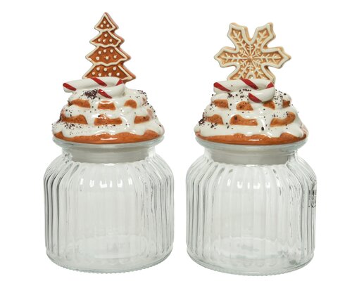 Opbergpot glas, biscuit/kleur(en), Ø 11 cm x H 21 cm, keuze uit 1 stuks