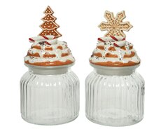 Opbergpot glas, biscuit/kleur(en), Ø 11 cm x H 21 cm, keuze uit 1 stuks