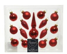Ornamentenbox glas, Kerstrood, 15 stuks - afbeelding 4