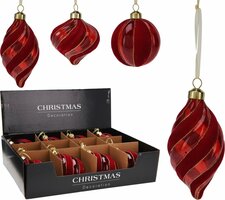 ornament glas 8 cm rood velvet - afbeelding 2
