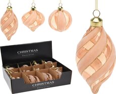ornament glas 8cm goud velvet, per stuk - afbeelding 2