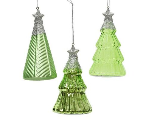 Ornament glas, Boom, H 12,6 cm, Groene thee, per stuk