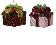Ornament glas, Cadeau, L 8 cm, per stuk