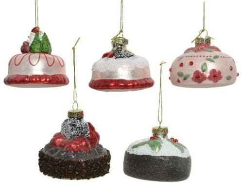 Ornament glas, cake, Dia 8 cm, per stuk - afbeelding 1