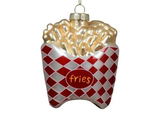 Ornament glas, Friet, L 5,4 cm