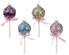Ornament glas, Lolly, D 6 cm, per stuk