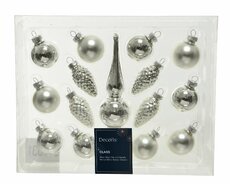 Ornament glas, set, zilver - afbeelding 3