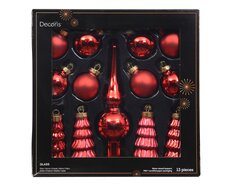 Ornament glas shiny-matt mix, kerstrood, Ø 3 cm