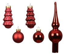 Ornament glas shiny-matt mix, kerstrood, Ø 3 cm - afbeelding 2