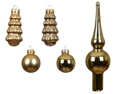 Ornament glas shiny-matt mix, licht goud, Ø 3 cm - afbeelding 2