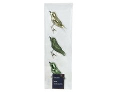 Ornament glas, Vogel, 3 stuks, Groen