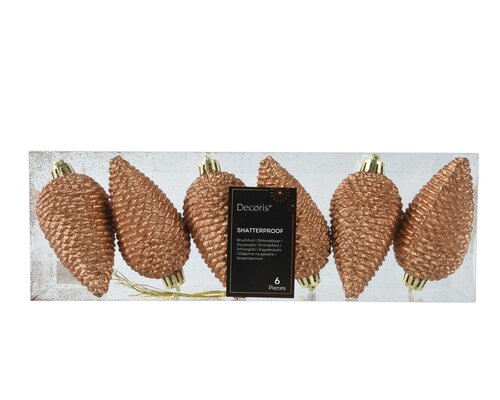 Ornament kunststof dennenappel, L 8cm, Brandy