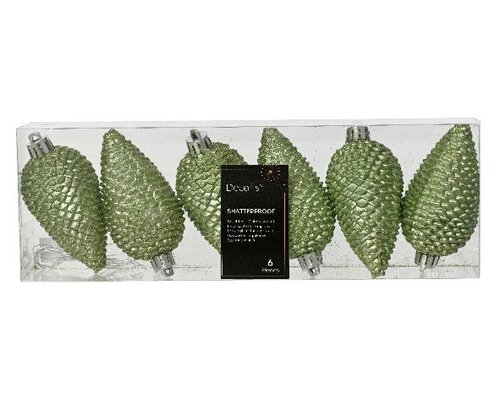 Ornament kunststof dennenappel, L 8cm, Groene thee