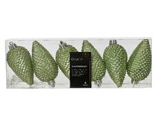 Ornament kunststof dennenappel, L 8cm, Groene thee