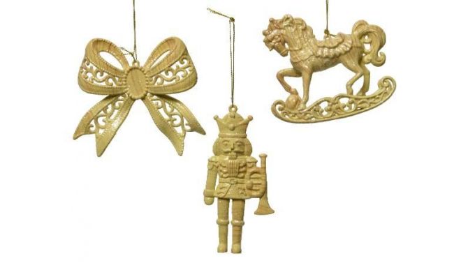 Ornament kunststof kerstfiguren L 12cm houtlook