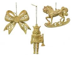 Ornament kunststof kerstfiguren L 12cm houtlook