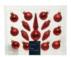 Ornamentenbox glas, Kerstrood, 15 stuks - afbeelding 3