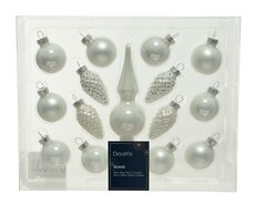 Ornamentenbox glas, Winterwit, 15 stuks - afbeelding 5