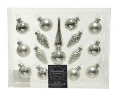 Ornament glas, set, zilver - afbeelding 4