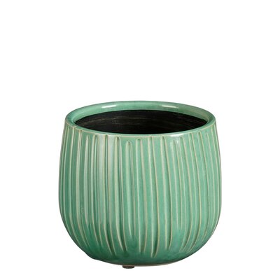 Pablo pot rond turkoois ribble - H12 x Ø14 cm