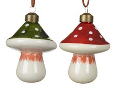 Paddenstoel glas with dots, assortie, L 7 cm x B 7 cm x H 9 cm, keuze uit 1 stuks