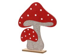 Paddenstoel vilt white dots mdf base, rood/kleur(en), L 5 cm x B 23,5 cm x H 29,5 cm