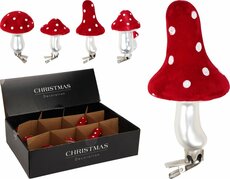 paddestoel glas op clip 10cm, per stuk - afbeelding 1