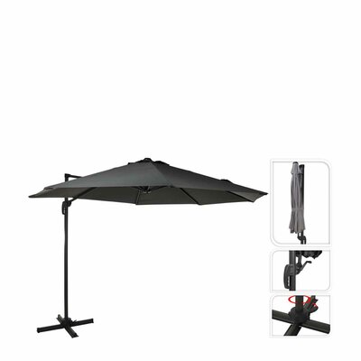 parasol roma rond 300 cm donker grijs - afbeelding 1