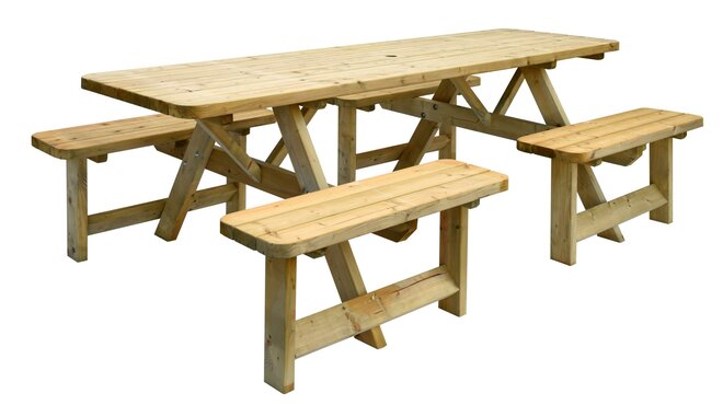 Picknicktafel Family, bladmaat 70 x 240 cm, groen geïmpregneerd.