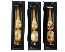 Piek glas, D 8 cm, Goud/Parel, per stuk