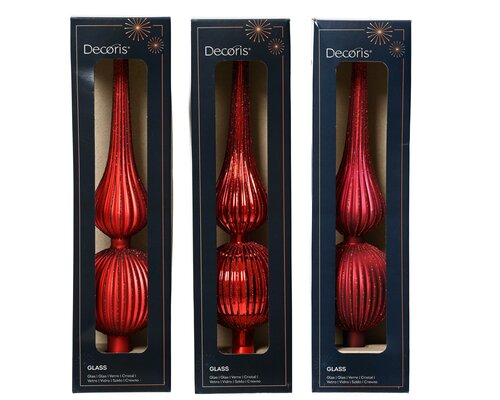 Piek glas, D 8 cm, Rood, per stuk