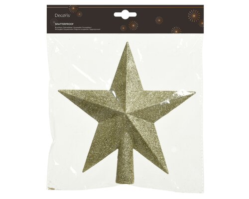 Piek kunststof, glitter, H 19 cm, Licht goud