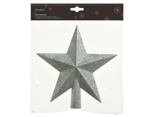 Piek kunststof, glitter, H 19 cm, Zilver