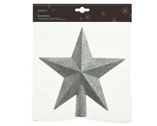 Piek kunststof, glitter, H 19 cm, Zilver