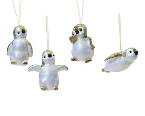Pinguïn plastic shiny lacquar, iris, L 5 cm x B 4,4 cm x H 8,6 cm, keuze uit 1 stuks