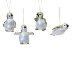 Pinguïn plastic shiny lacquar, iris, L 5 cm x B 4,4 cm x H 8,6 cm, keuze uit 1 stuks