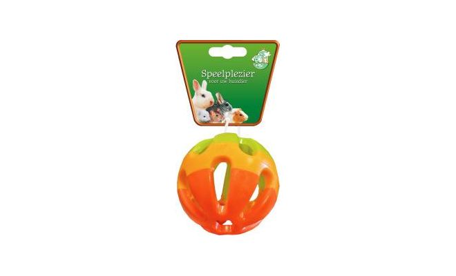 Plastic knaagdier bal+bel 7.5cm - afbeelding 1