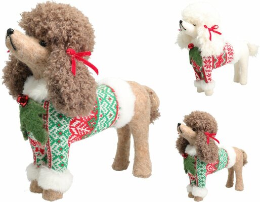 poedel hond staand 31cm, per stuk - afbeelding 1