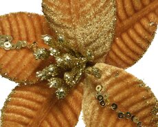 Poinsettia op clip polyester, assortie, Ø 10 cm x H 2 cm, keuze uit 1 stuks - afbeelding 2