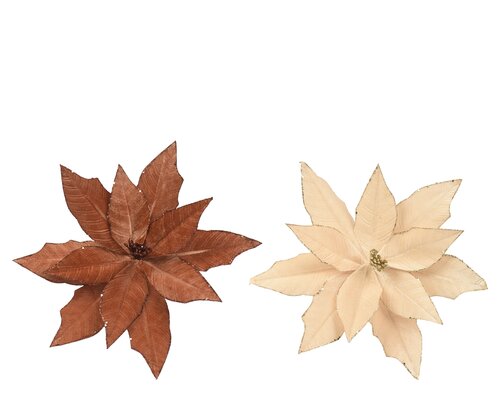 Poinsettia op clip polyester fluweel, assortie, Ø 35 cm x H 10 cm, keuze uit 1 stuks