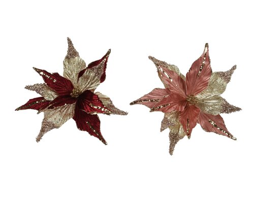Poinsettia polyester fluweel, D 33 cm, per stuk
