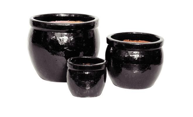 Pot, delta, zwart, d 38 cm, h 31 cm, Mega Collections - afbeelding 1