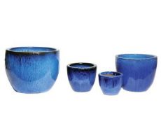 Pot, egg, blauw, b 50 cm, h 40 cm, Mega Collections - afbeelding 3
