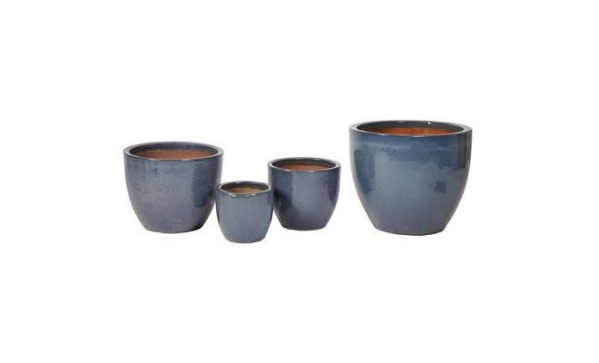 Pot, egg, grijs, b 50 cm, h 40 cm, Mega Collections - afbeelding 1