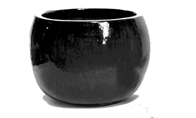 Pot, egg, zwart, b 37 cm, h 28 cm, Mega Collections - afbeelding 1