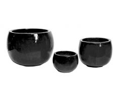 Pot, egg, zwart, b 37 cm, h 28 cm, Mega Collections - afbeelding 2