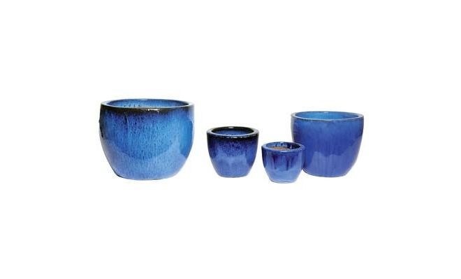 Pot, keramiek, egg, blauw, b 41 cm, h 33 cm, Mega Collections - afbeelding 1